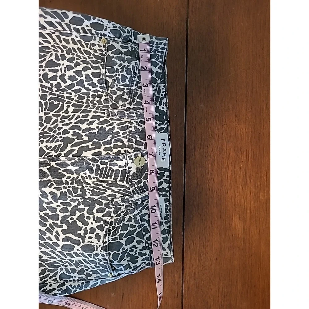 FRAME Denim ANIMAL PRINT LE HIGH ANKLE SKINNY JEANS SZ 26 Gray White Faded - Picture 8 of 12